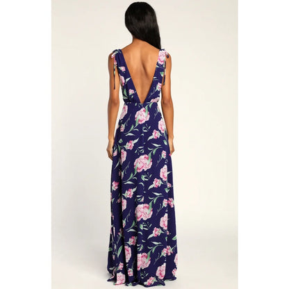 Lulus Floral Maxi Dress Women’s Size Small – Purple, Sleeveless, V-Neck