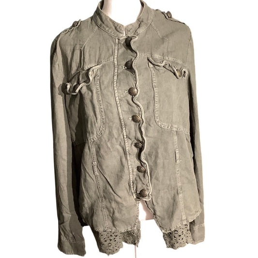 Free People Emilia Military Jacket Women’s Medium— Boho, Cottagecore, Utility