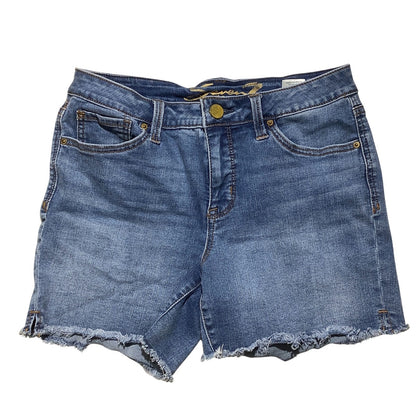 Seven7 Denim Blue Weekend Shorts Women’s Size 8 — Casual, Frayed Hem, Stretch