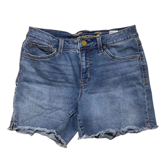 Seven7 Denim Blue Weekend Shorts Women’s Size 8 — Casual, Frayed Hem, Stretch