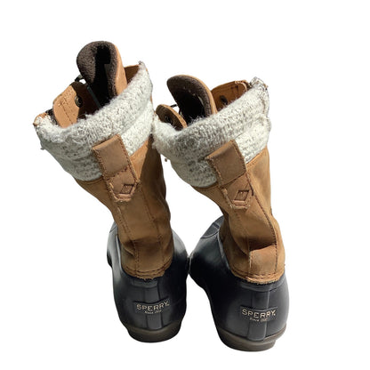 Sperry Saltwater Misty Duck Boots Tan Women’s 7M — Waterproof, Outdoor, Lace-Up