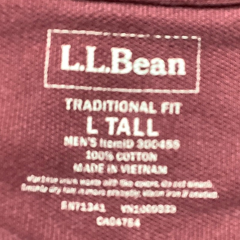 L.L.Bean Men’s Polo Large Tall Maroon 100% Cotton — Preppy, Classic, Casual