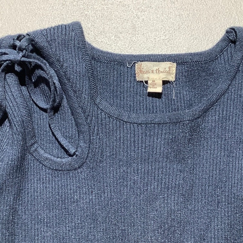 Hem & Thread Women’s M Light Blue Ribbed Cutout Top — Y2K, Minimalist, Chic