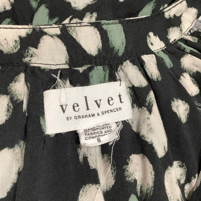 Velvet by Graham & Spencer Black, Green, and Cream Long Sleeve Top Sz S