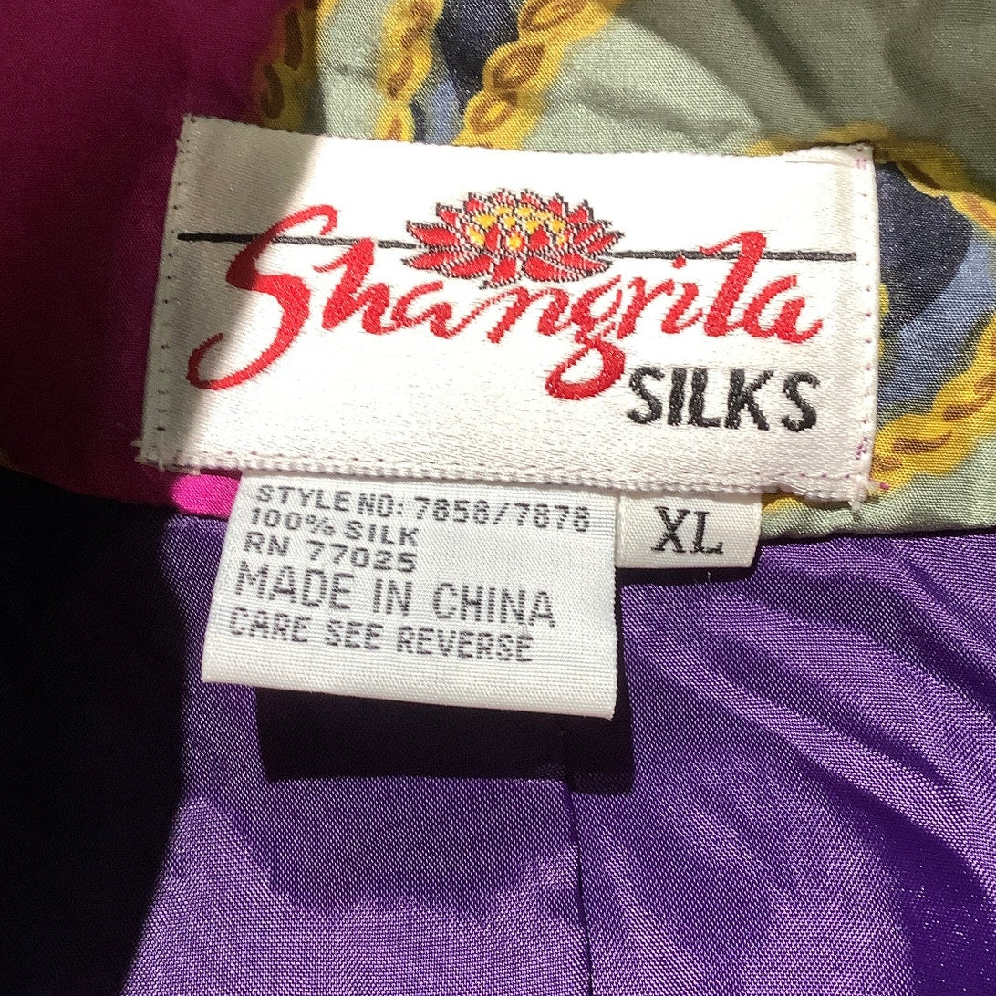 Shangrila Silk Jacket Women’s Size XL – Boho, Colorful, Open Front