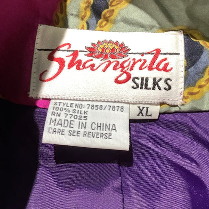 Shangrila Silk Jacket Women’s Size XL – Boho, Colorful, Open Front