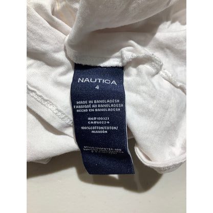 Nautica Toddler Boys Size 4 White 100% Cotton Logo Crewneck T-Shirt