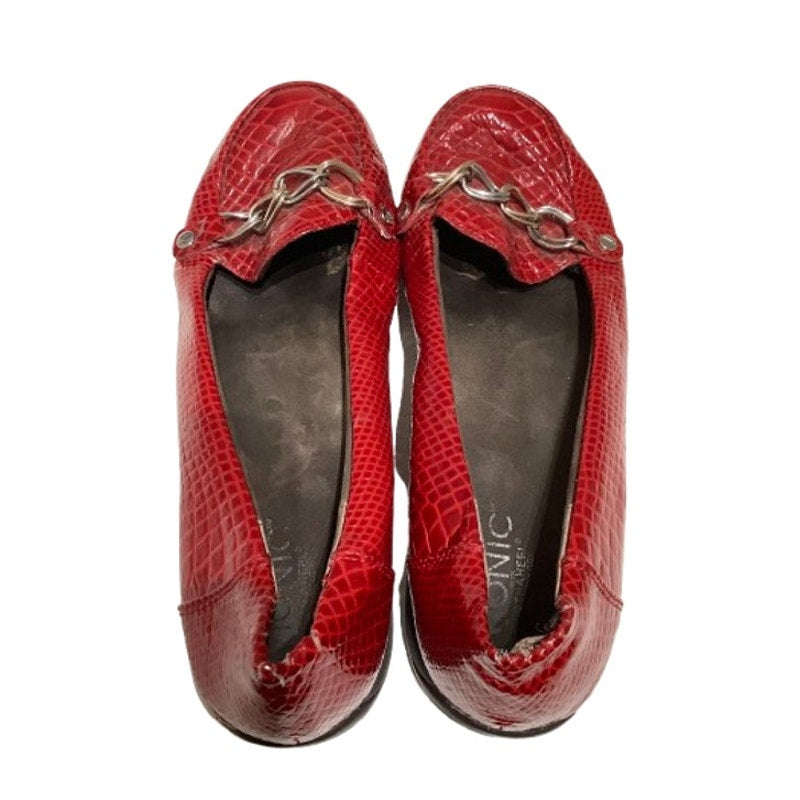 Vionic Red Charm Alda Crocodile Pattern Flats Loafer Size 9.5 Regency