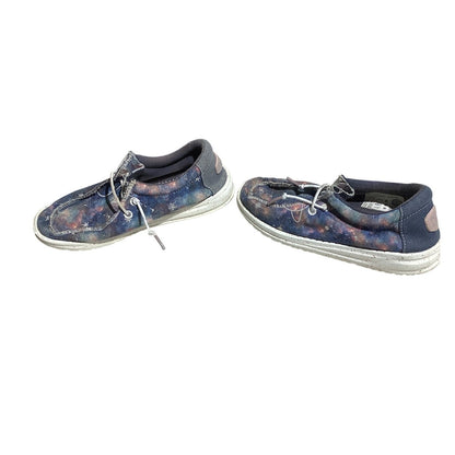 Hey Dude Youth Shoes Size 2 — Galaxy Blue, Metallic, Wally Slip-On