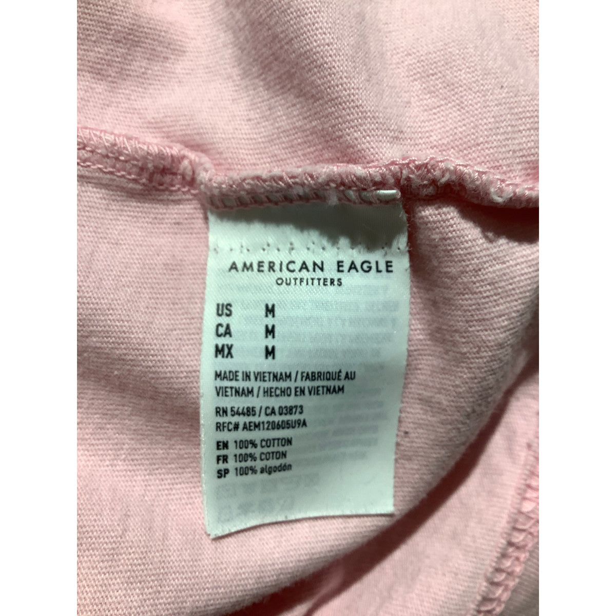 American Eagle Men's M Pink 100% Cotton Long Sleeve Crewneck T-Shirt