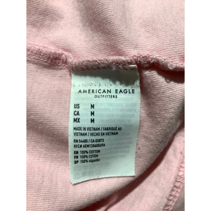 American Eagle Men's M Pink 100% Cotton Long Sleeve Crewneck T-Shirt