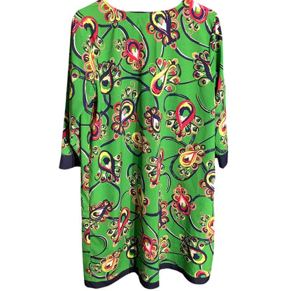 Buckhead Betties Green Floral Sheath Dress Women’s LG – Resort, Boho, Cover-Up