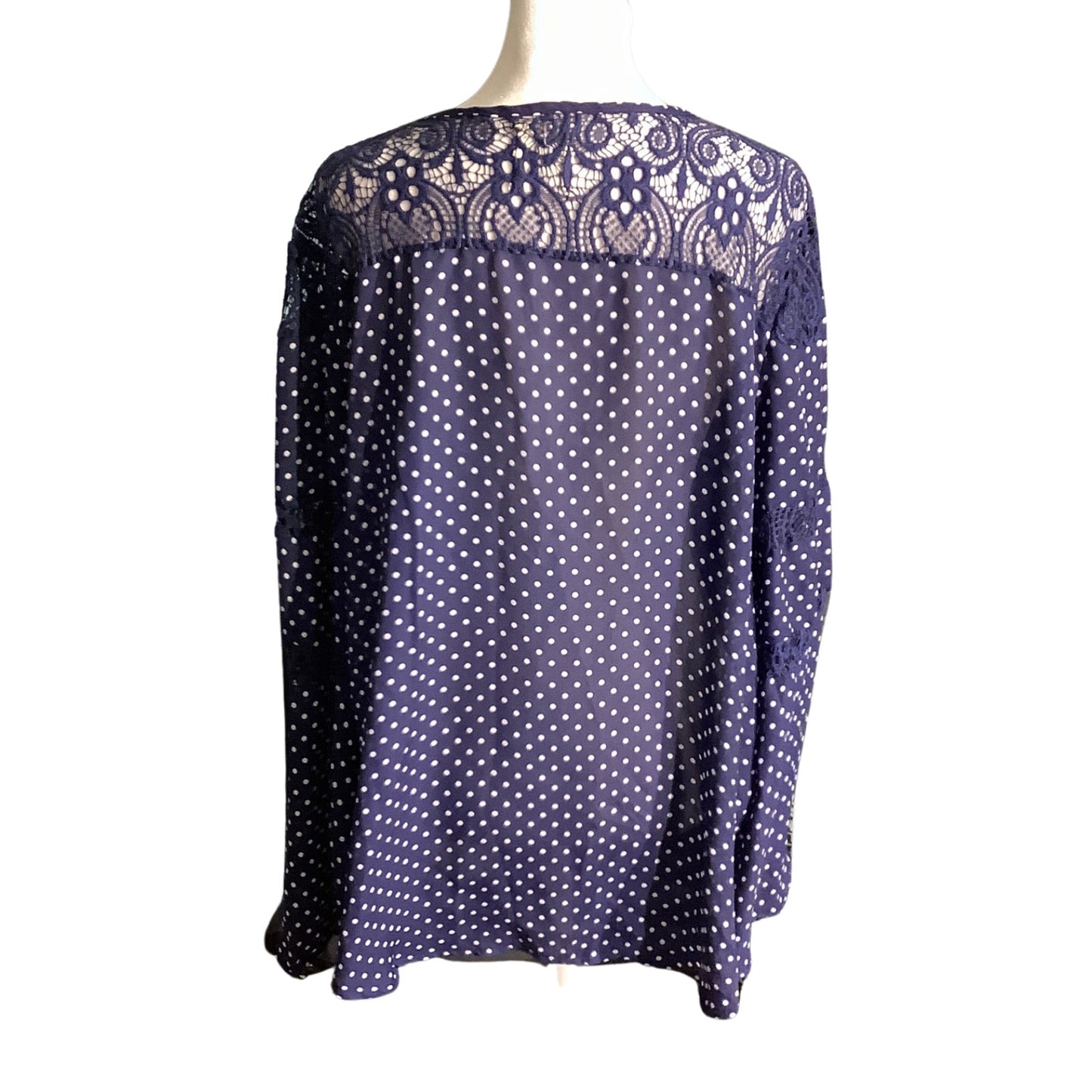 Haute Project Polka Dot Blouse Women’s Size Large — Sheer, Boho, Lightweight