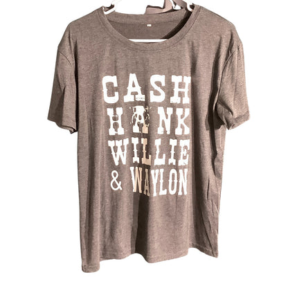 Cash Hank Willie Waylon  Graphic T-Shirt Men’s Size L — Country, Cowboy, Music