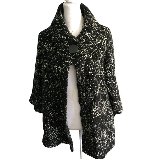 Carole Little Black & White Wool Coat Size 1X - Vintage, Cozy, Statement