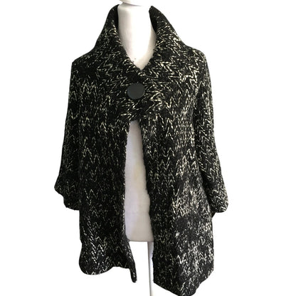 Carole Little Black & White Wool Coat Size 1X - Vintage, Cozy, Statement