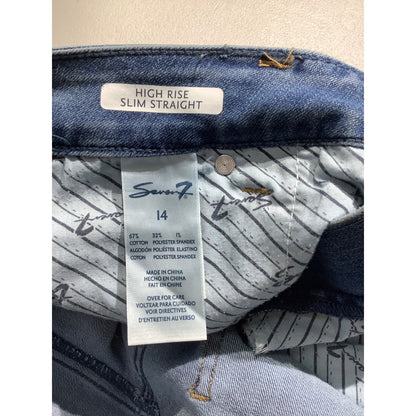 Seven7 Light Wash Jeans Women’s Size 14 - High Rise, Slim Straight, Cuffed