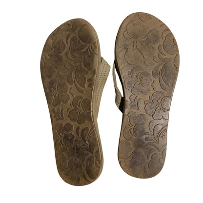 Roxy Vista III Flip Flops Women Size 8-9 Tan — Beach, Surf, Casual