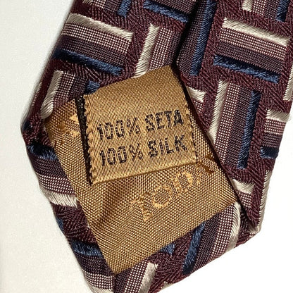 Today's Man Made in Italy 100% Silk Tie Geometric Pattern Classic, Elegant