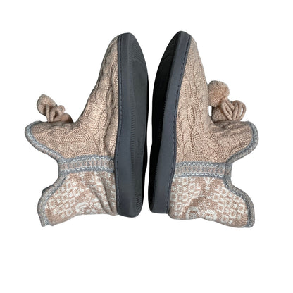 Muk Luks Amira Bootie Slippers Light Pink Women’s 7–8 M — Cozy, Knit, Plush