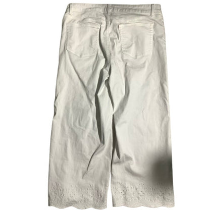 Talbots White Wide Crop Pants Women’s 14 — High Waist, Casual, Flawless Fit