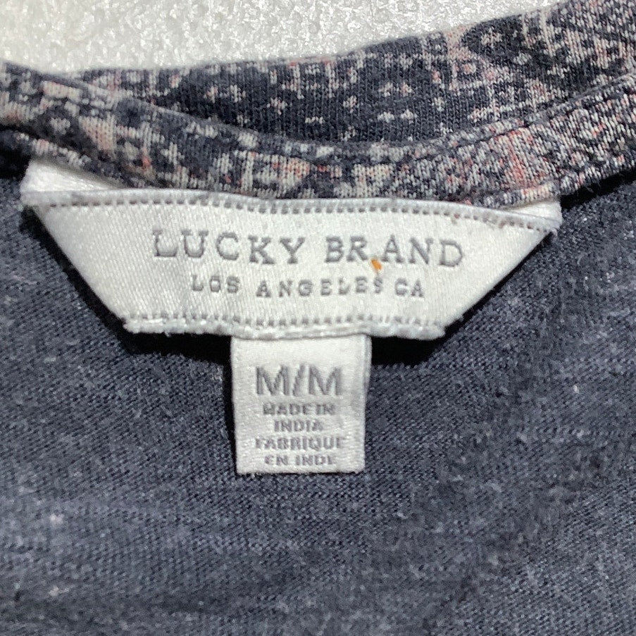 Lucky Brand Boho Geometric Print Top Women M — Multi-Color, Tie Front, Festival