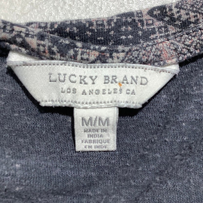 Lucky Brand Boho Geometric Print Top Women M — Multi-Color, Tie Front, Festival