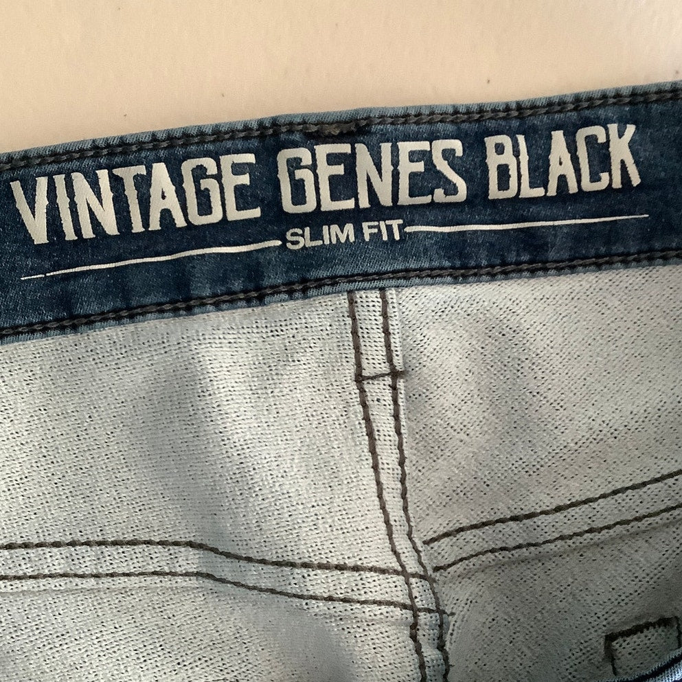 Vintage Genes Black Men's Slim Fit Jeans 34Wx30L – Stylish, Comfortable, Stretch