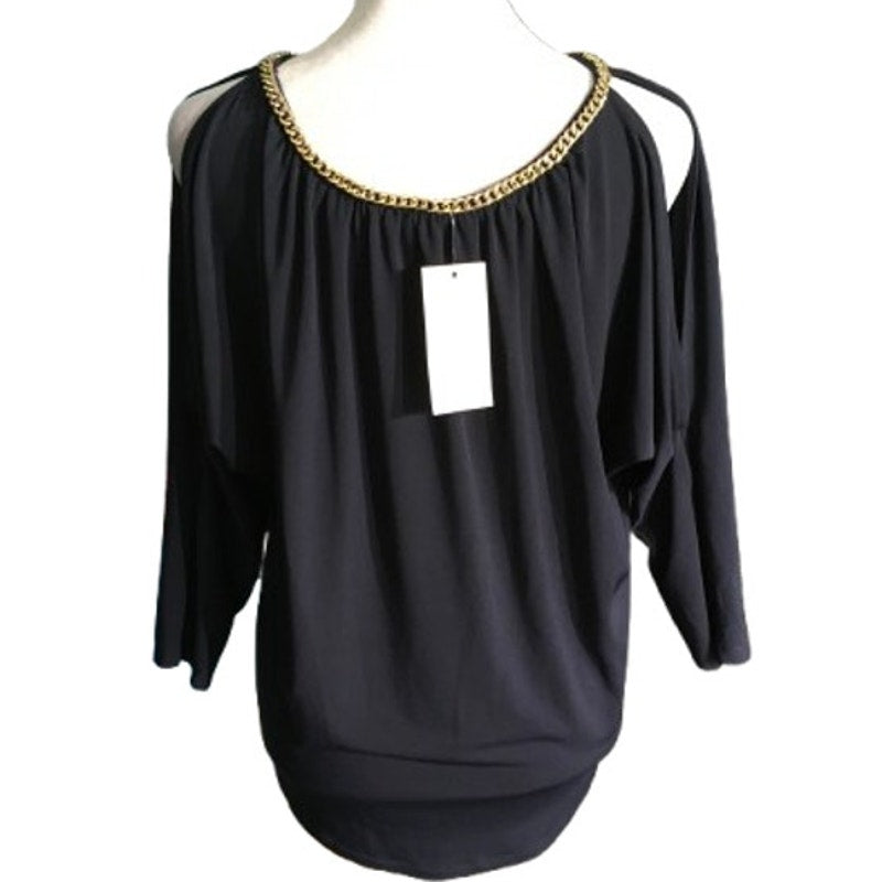 Michael Kors Gold Chain Neck Top Size S - Elegant, Chic, Evening, Date, Regency