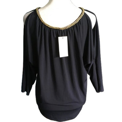 Michael Kors Gold Chain Neck Top Size S - Elegant, Chic, Evening, Date, Regency