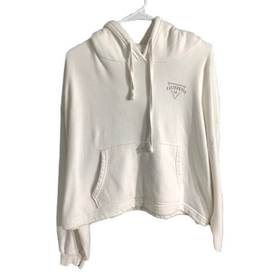 American Eagle California LA Hoodie White Women’s Large — Cropped, Cozy, Graphic