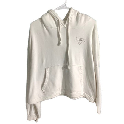 American Eagle California LA Hoodie White Women’s Large — Cropped, Cozy, Graphic