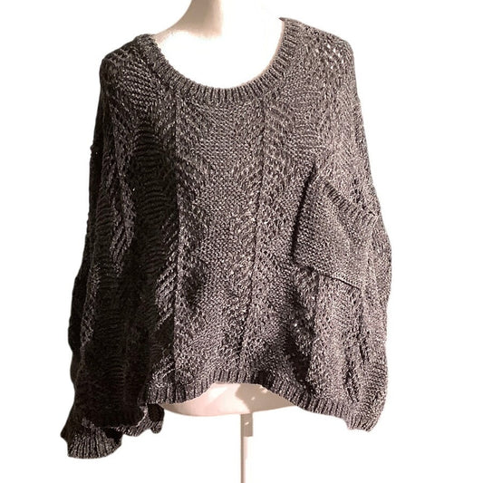 POL Dark Gray Oversized Knit Sweater Women’s Size S — Chunky, Casual, Cozy