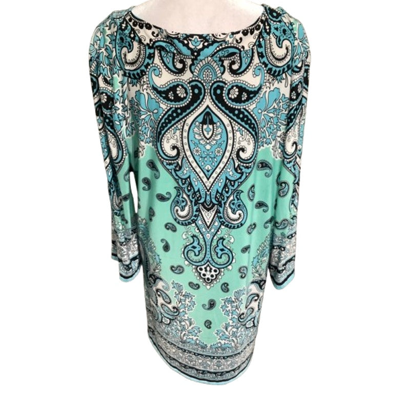 Beach Break Paisley Midi Dress with Tie Front, Size L – Boho, Feminine, Vibrant