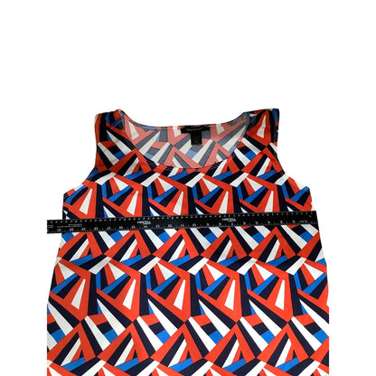 Ashley Stewart Red, White, & Blue Geometric Print Tank Top 22/24  Patriotic Summer Casual Chic