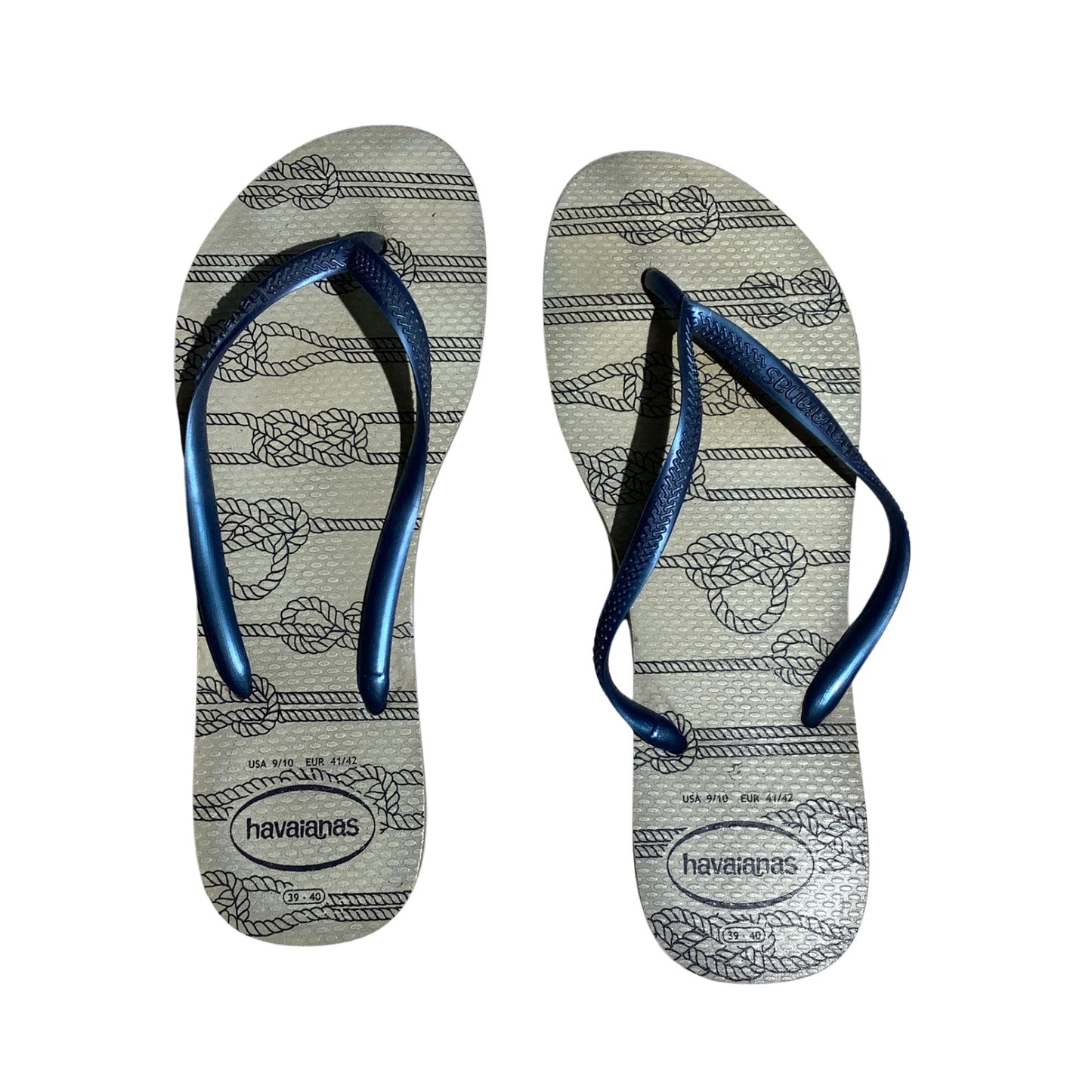 Havaianas Slim Nautical Flip Flops Women Size 9/10  — Beach, Coastal, Casual