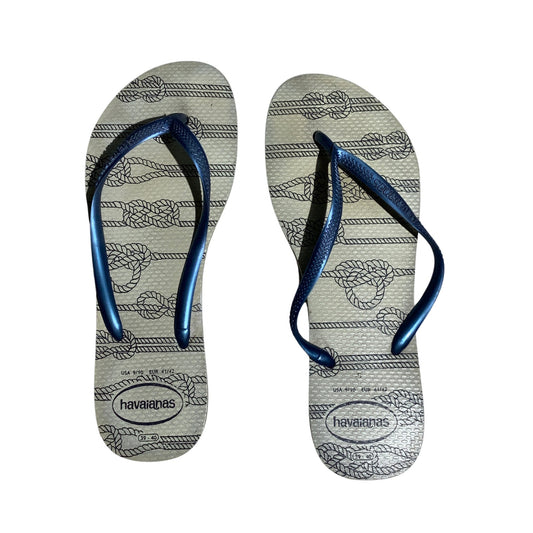 Havaianas Slim Nautical Flip Flops Women Size 9/10  — Beach, Coastal, Casual