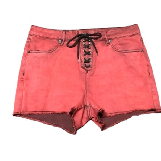 Hot Topic Women's Red Lace-Up Denim Shorts, Size 9 - Punk, Grunge, Edgy