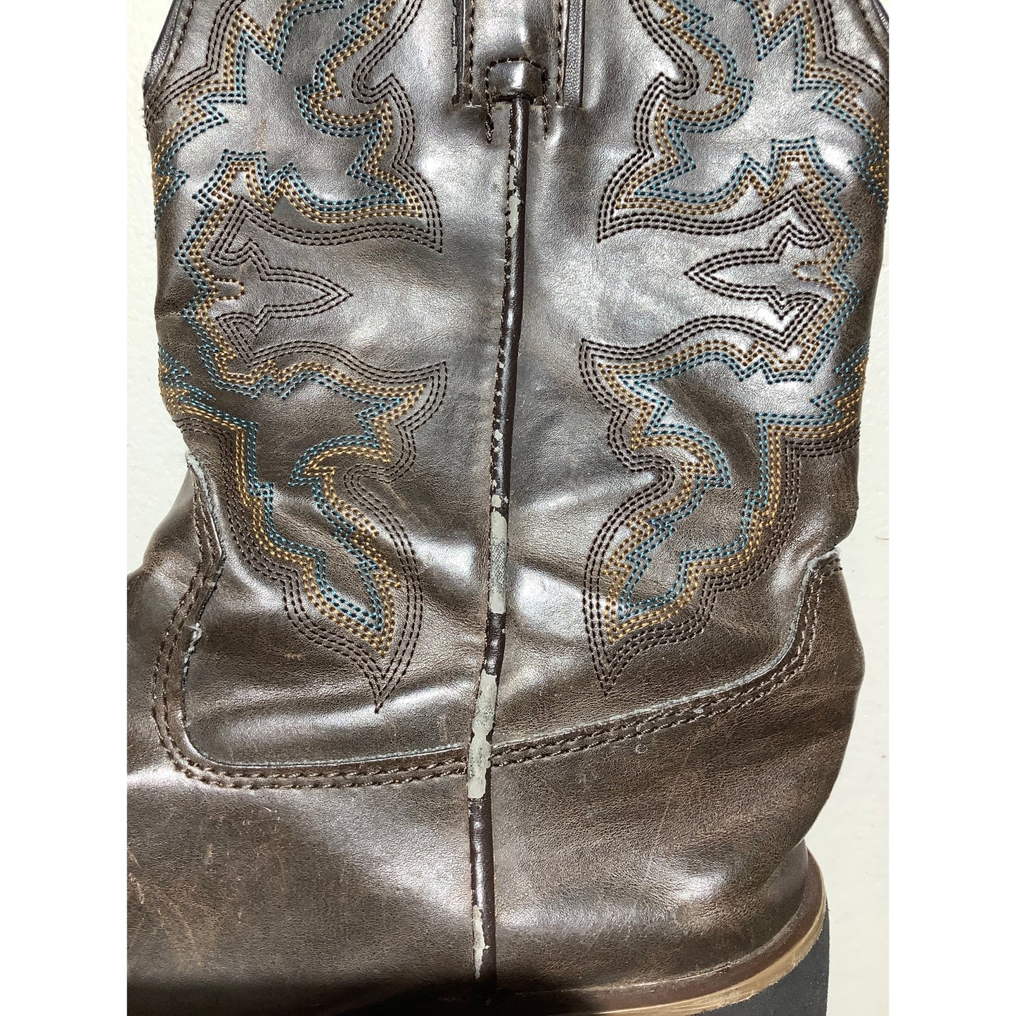 Roper Brown Leather Western Cowboy Boots Kids Size 2— Rodeo, Country, Square Toe