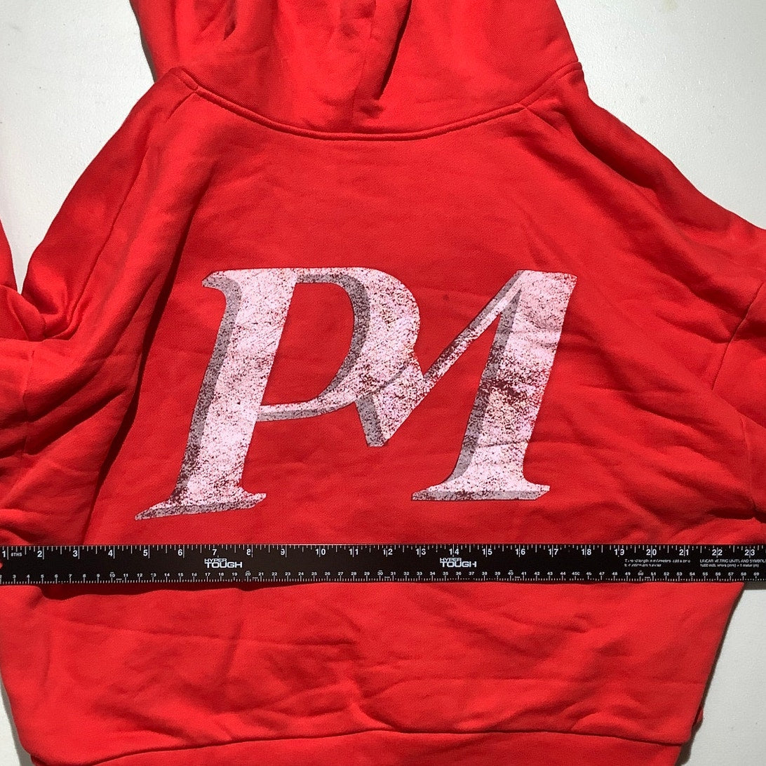 Profit Minded Men's M Red Social Security Zip Up Hoodie Streetwear