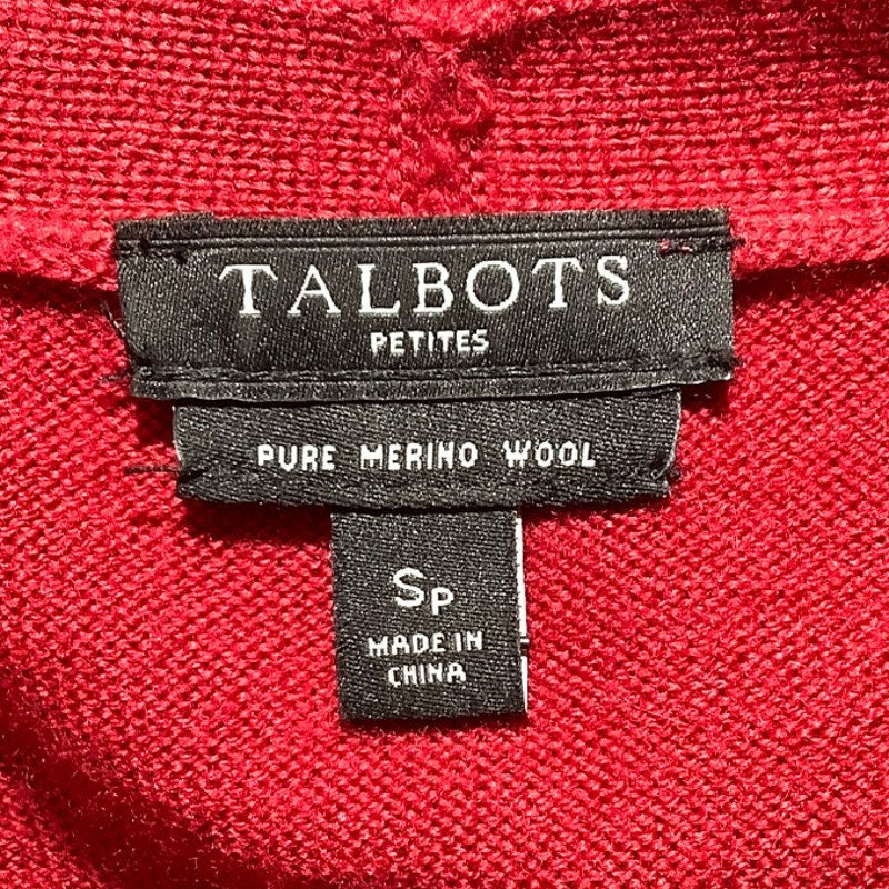 Talbots Red Open Front Cardigan Women’s Size SP — Classic, Wool, Timeless