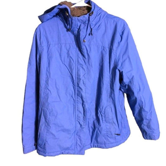 LL Bean Light Blue Full Zip Jacket Size L vTG Petite Outdoorsy, Cozy, Functional