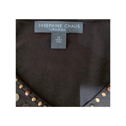 Josephine Chaus Brown Short Sleeve Top 1X, Versatile, Classic, Office Siren