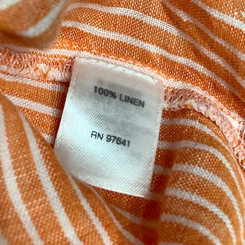 J. Jill Love Linen Peach and White Striped Button-Up Shirt Size M Office Preppy