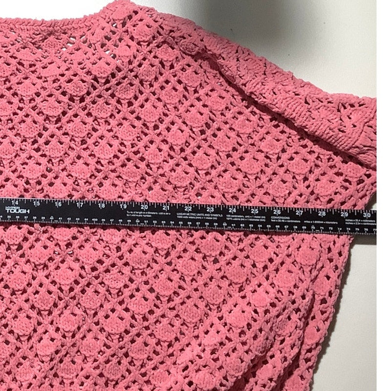 POL Pink Crochet Knit Sweater Women’s Size S/M — Boho, Lightweight, Oversized