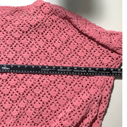 POL Pink Crochet Knit Sweater Women’s Size S/M — Boho, Lightweight, Oversized