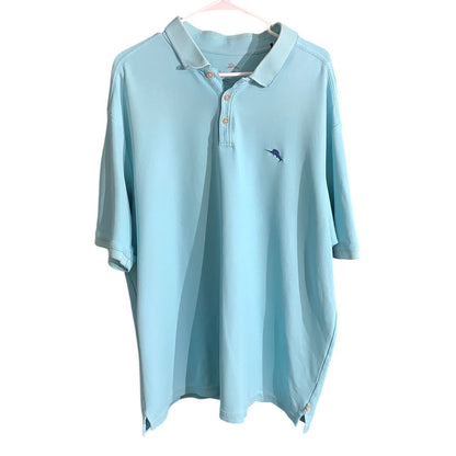 Tommy Bahama Light Blue Polo Shirt Men XXL — Casual, Golf, Classic