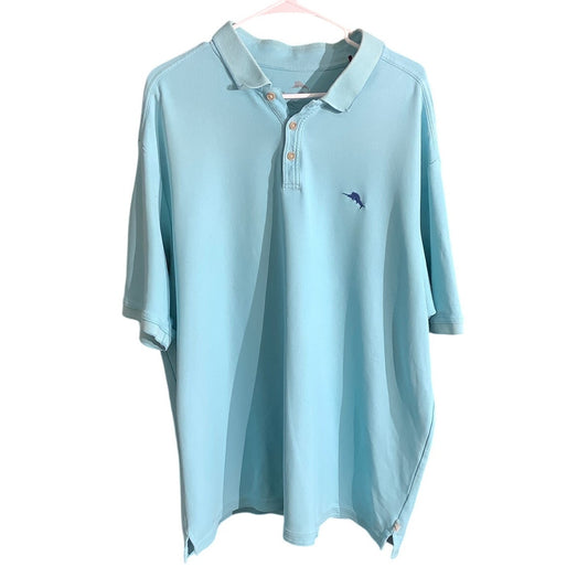 Tommy Bahama Light Blue Polo Shirt Men XXL — Casual, Golf, Classic