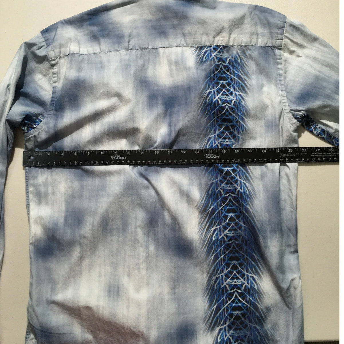 Bugatchi Blue Graphic Dress Shirt Size M - Statement, Modern, Luxe