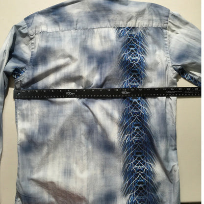 Bugatchi Blue Graphic Dress Shirt Size M - Statement, Modern, Luxe